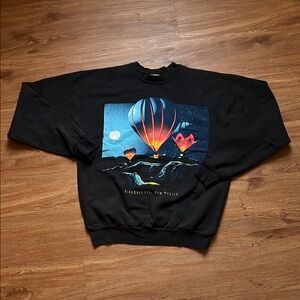 Black Graphic Sweater with Hot Air Balloons